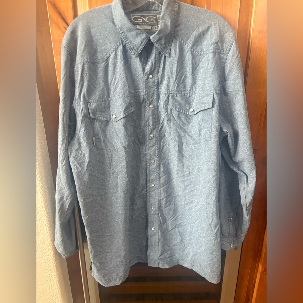 Men's Vented Gameguard Light Denim Western Snap Shirt - Never Worn